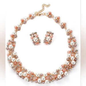 Party Wedding Jewellery  Sets Elegant Rose Gold Plated Faux Pearl Crystal